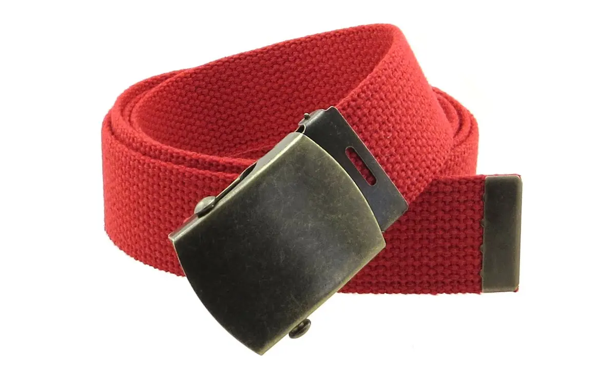 BC Belts Canvas Web Belt Military Style with Antique Brass Buckle 54" | Adjustable Casual Belt for Men & Teens - view 3