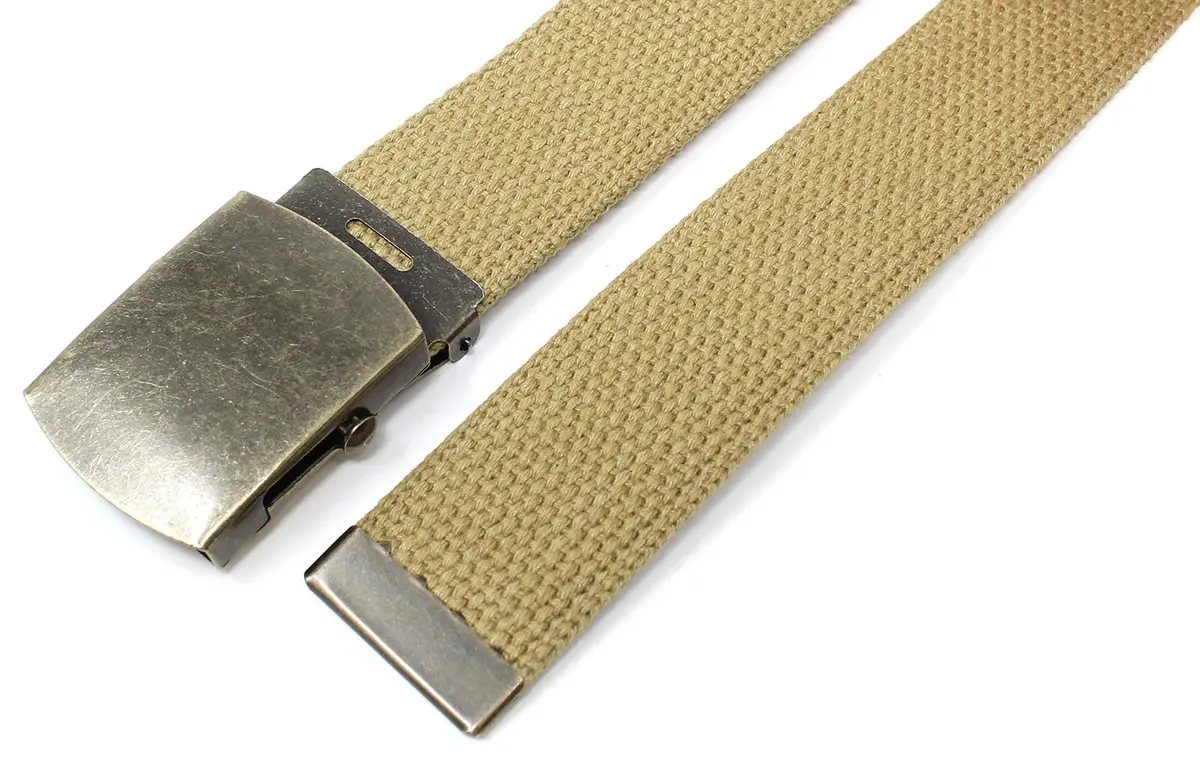 BC Belts Canvas Web Belt Military Style with Antique Brass Buckle 54" | Versatile Casual Accessory - view 4