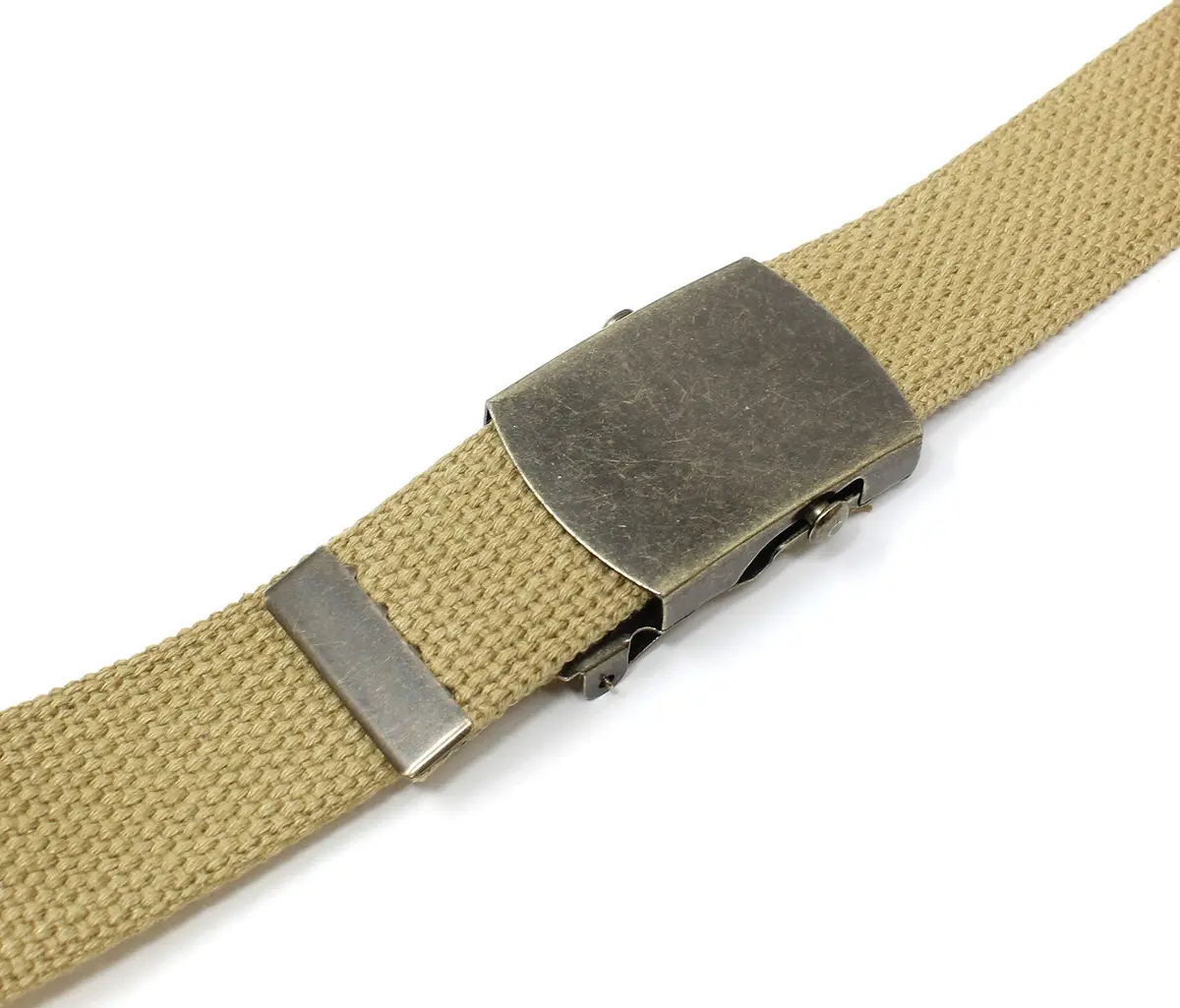 BC Belts Canvas Web Belt Military Style with Antique Brass Buckle 54" | Versatile Casual Accessory - view 5