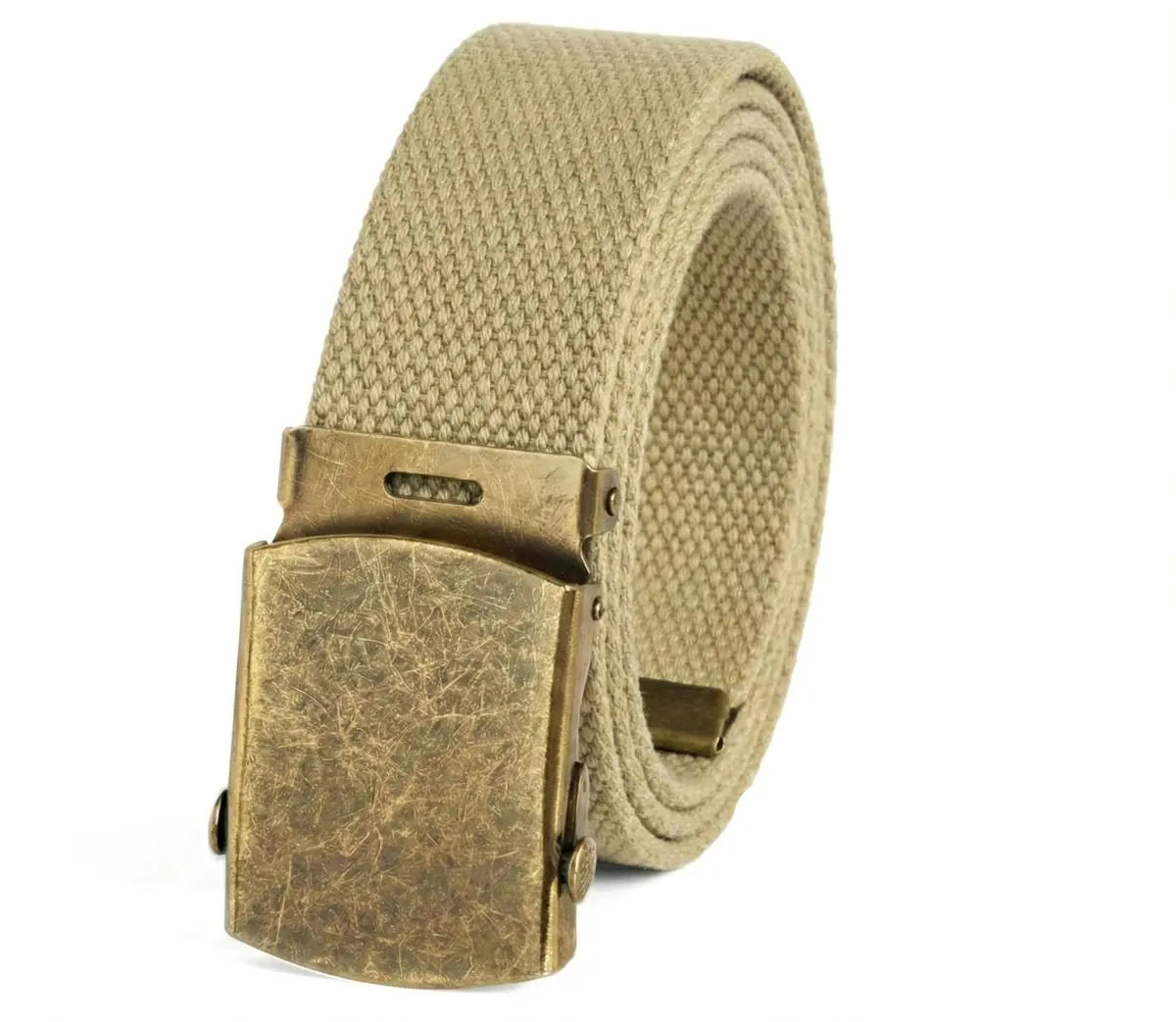 BC Belts Canvas Web Belt Military Style with Antique Brass Buckle 54" | Versatile Casual Accessory - main product image