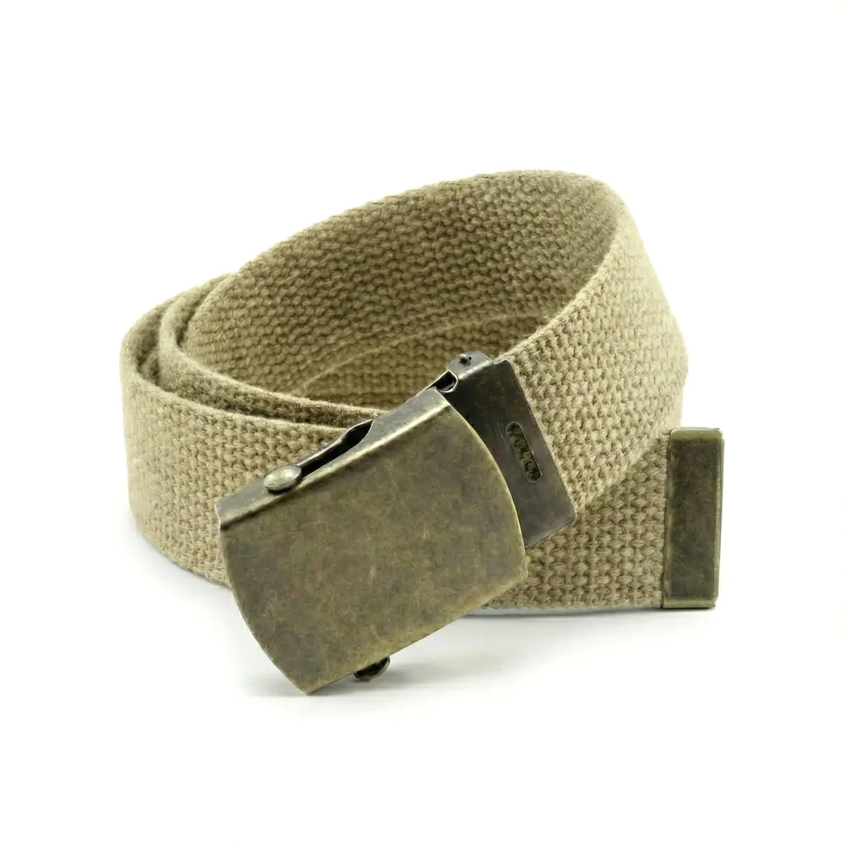 BC Belts Canvas Web Belt Military Style with Antique Brass Buckle 54" | Versatile Casual Accessory - view 3