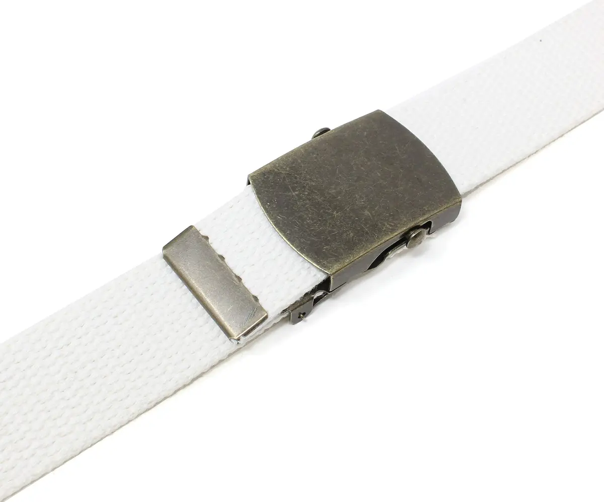 BC Belts Canvas Web Belt Military Style with Antique Brass Buckle 54" | Versatile Casual Accessory - view 5