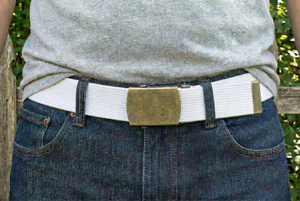 BC Belts Canvas Web Belt Military Style with Antique Brass Buckle 54" | Versatile Casual Accessory - view 2