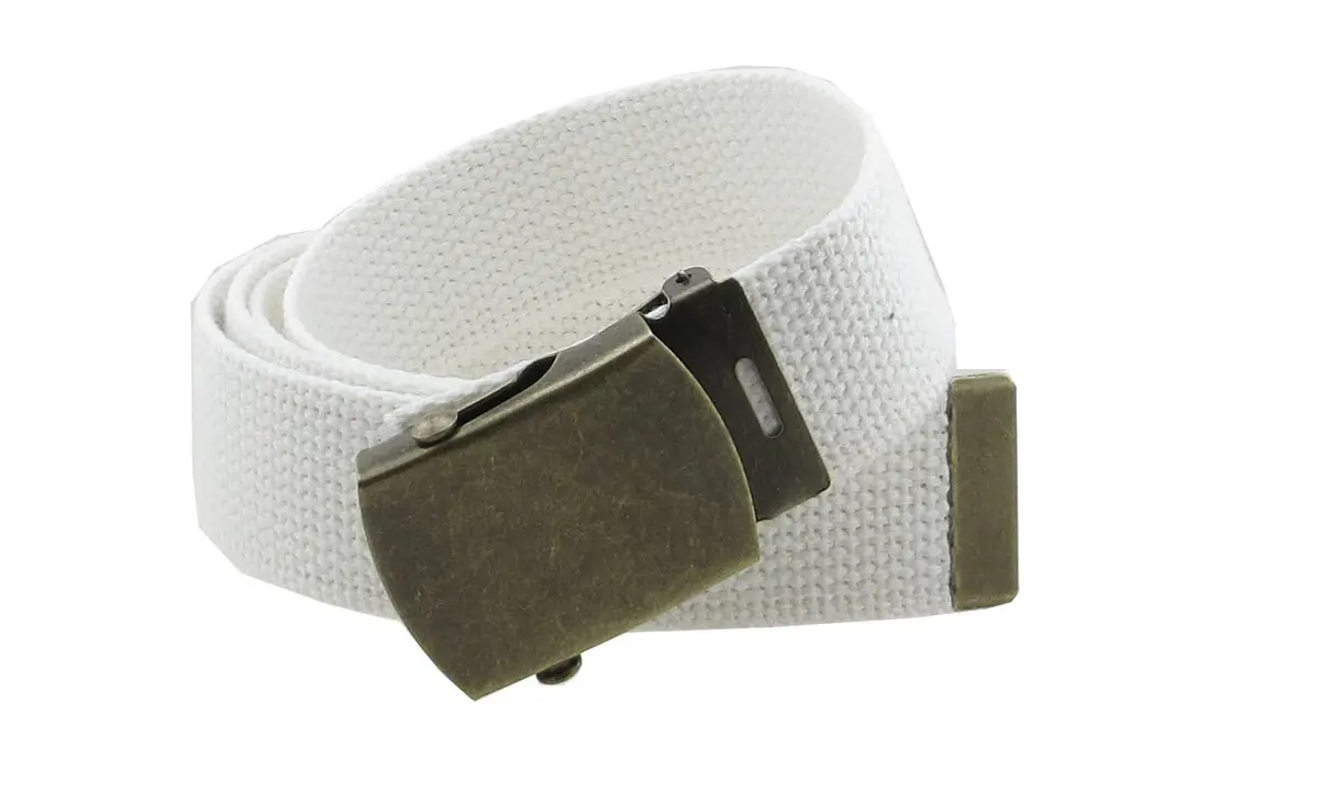 BC Belts Canvas Web Belt Military Style with Antique Brass Buckle 54" | Versatile Casual Accessory - view 3