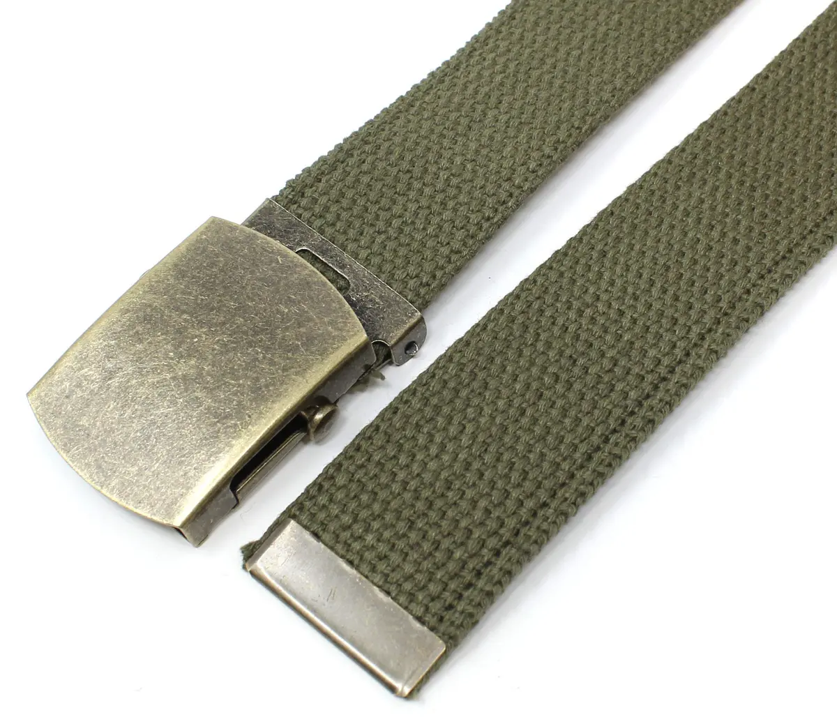 BC Belts Canvas Web Belt Military Style 54" Olive | Adjustable Vintage Casual Belt - view 4
