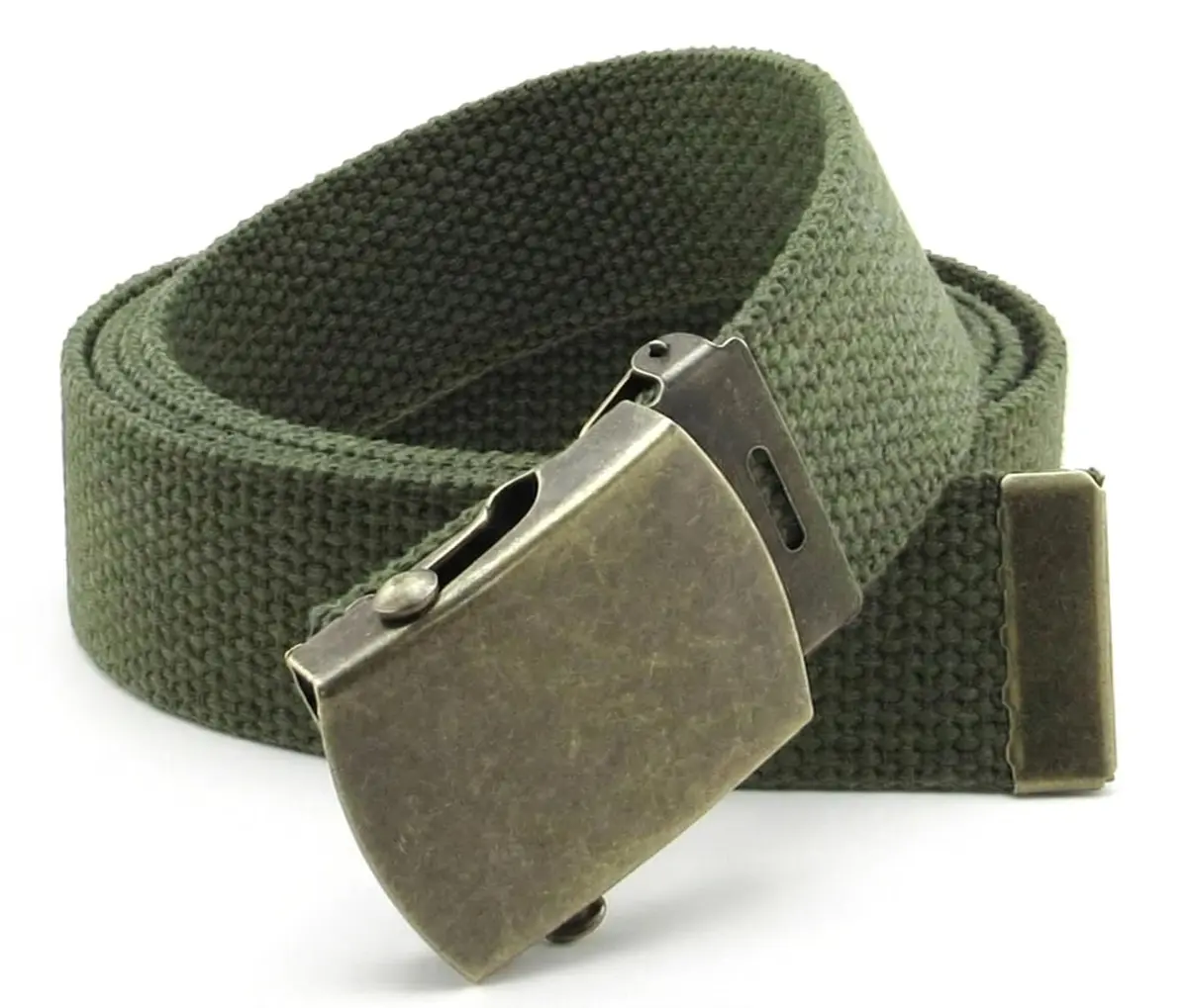 BC Belts Canvas Web Belt Military Style 54" Olive | Adjustable Vintage Casual Belt - view 3