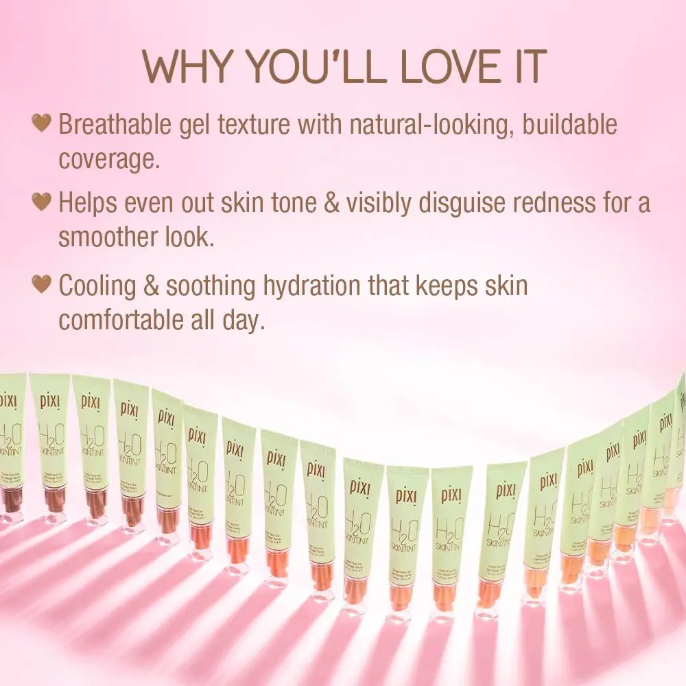 Pixi SkinTint | Tinted Face Gel Moisturizer | Hydrating Coverage with Hyaluronic Acid | Evens Skin Tone & Reduces Redness | Oil-Free Dewy Finish | Cream | 35ml (1.2 Fl Oz) - view 3