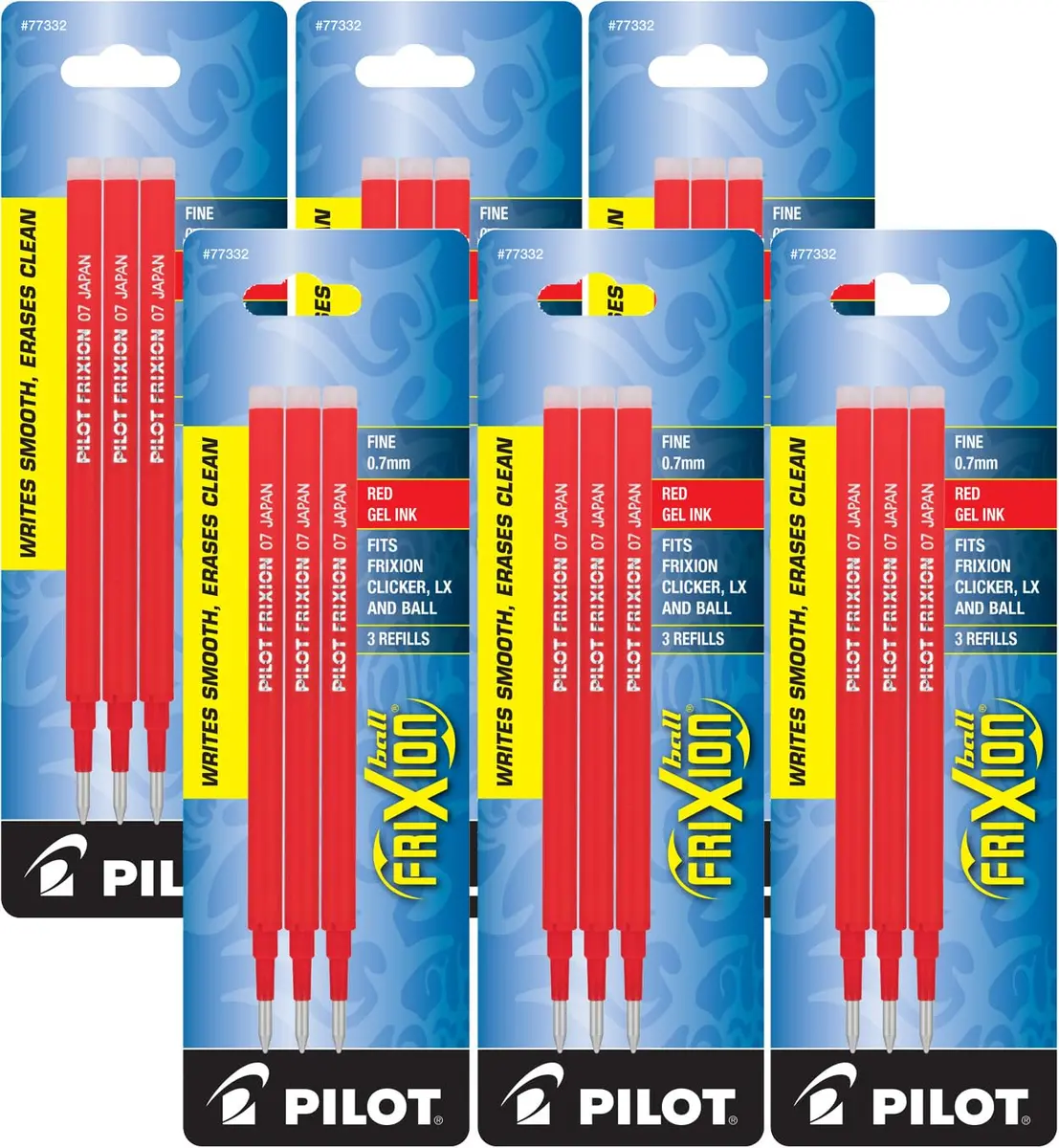 Pilot Gel Ink Refills for FriXion Erasable Gel Ink Pen, Fine Point, Red Ink | Reusable, Erasable, 18 Refills - main product image