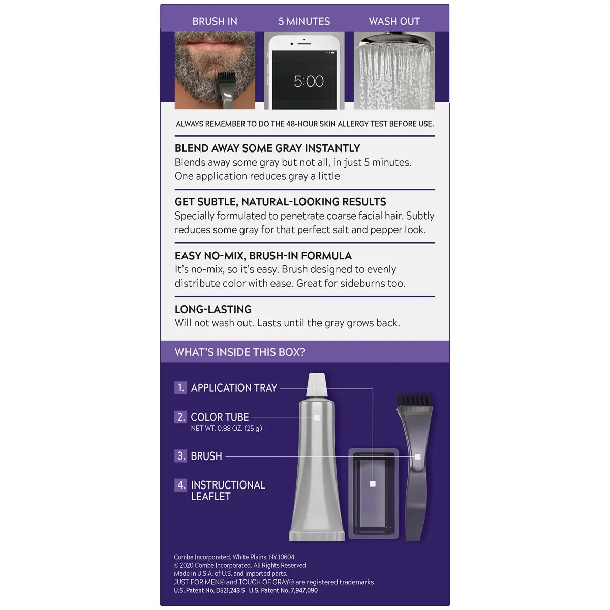 Just For Men Touch of Gray Mustache & Beard, Dark Brown & Black 25ml (0.811 Fl Oz) | Blends Gray for a Subtle Salt & Pepper Look - view 3