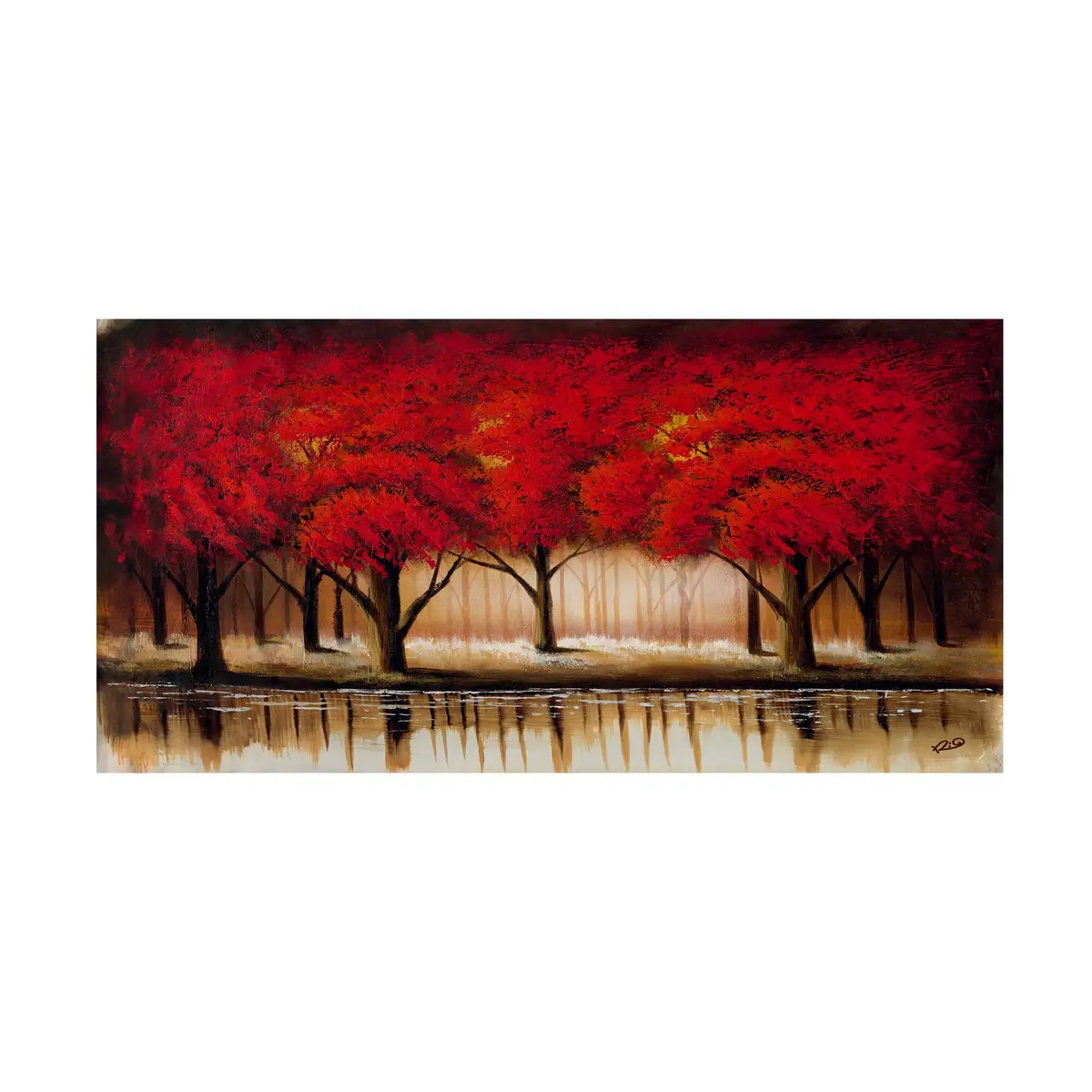 Trademark Fine Art Parade of Red Trees II Canvas Wall Art 47"L x 24"W | Vibrant Woodland Scene - view 2