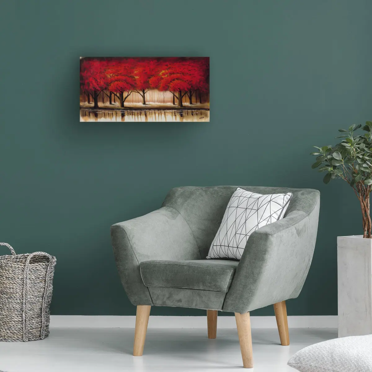 Trademark Fine Art Parade of Red Trees II Canvas Wall Art 47"L x 24"W | Vibrant Woodland Scene - view 4