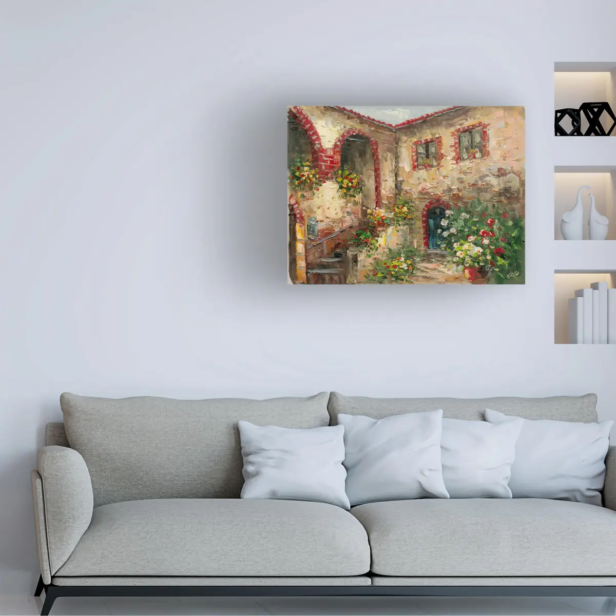 Trademark Fine Art Tuscany Courtyard Wall Art 19"L x 14"W | Vibrant Floral Canvas for Living Room & Office - view 3