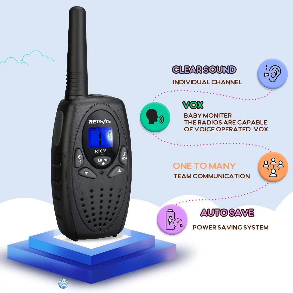 Retevis RT628 Walkie Talkies for Kids and Adults | Outdoor Camping Essentials with 22 Channels - view 2