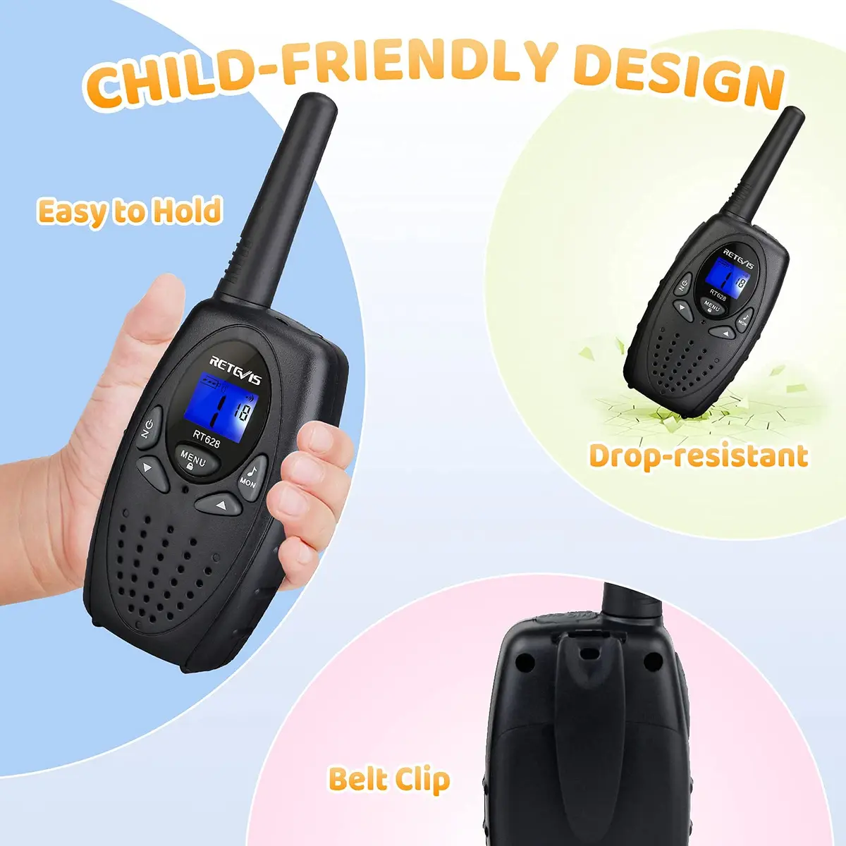 Retevis RT628 Walkie Talkies for Kids and Adults | Outdoor Camping Essentials with 22 Channels - view 4