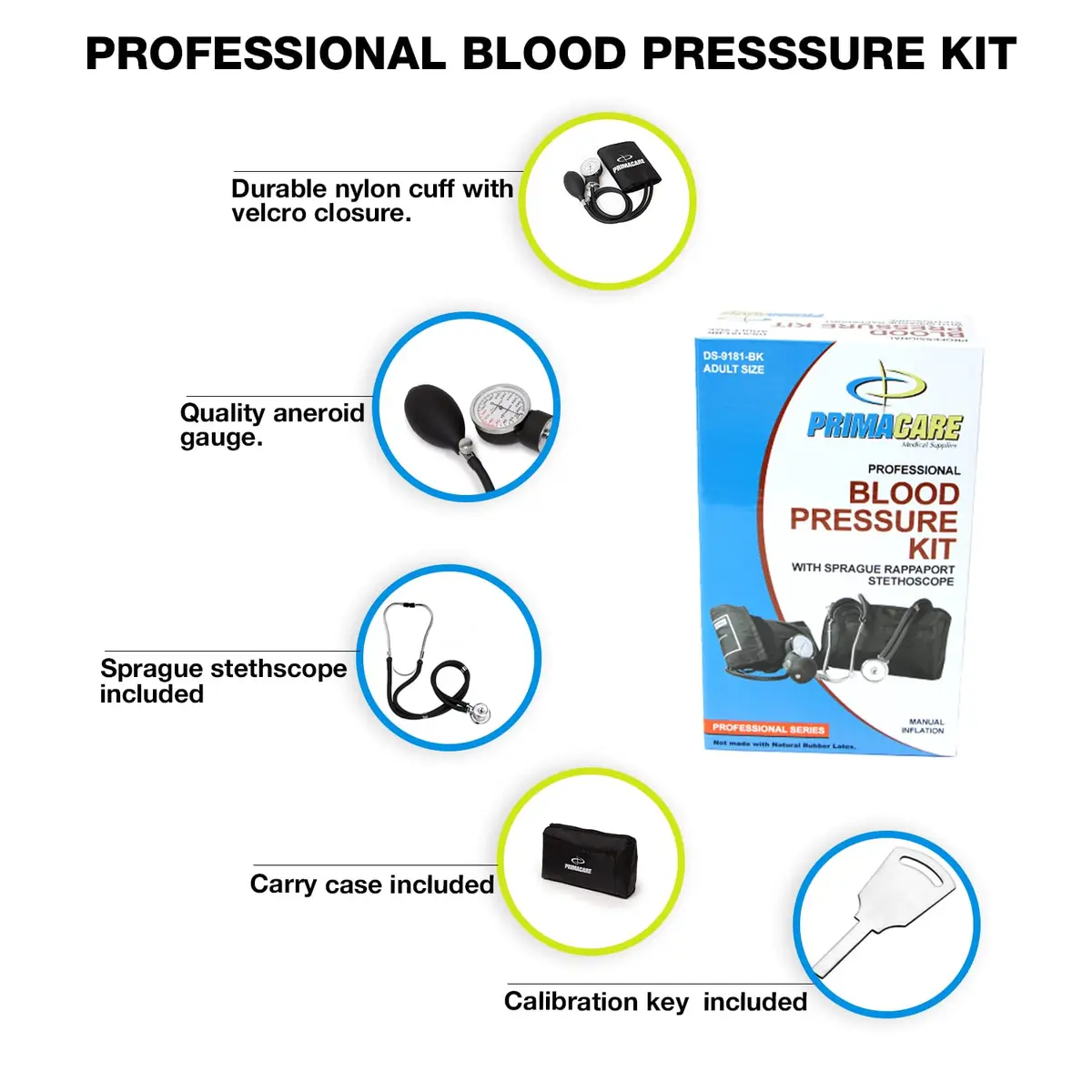 Primacare DS-9181-BK Aneroid Sphygmomanometer & Sprague Rappaport Stethoscope | Accurate Blood Pressure Kit for Professionals & Home Use - view 8
