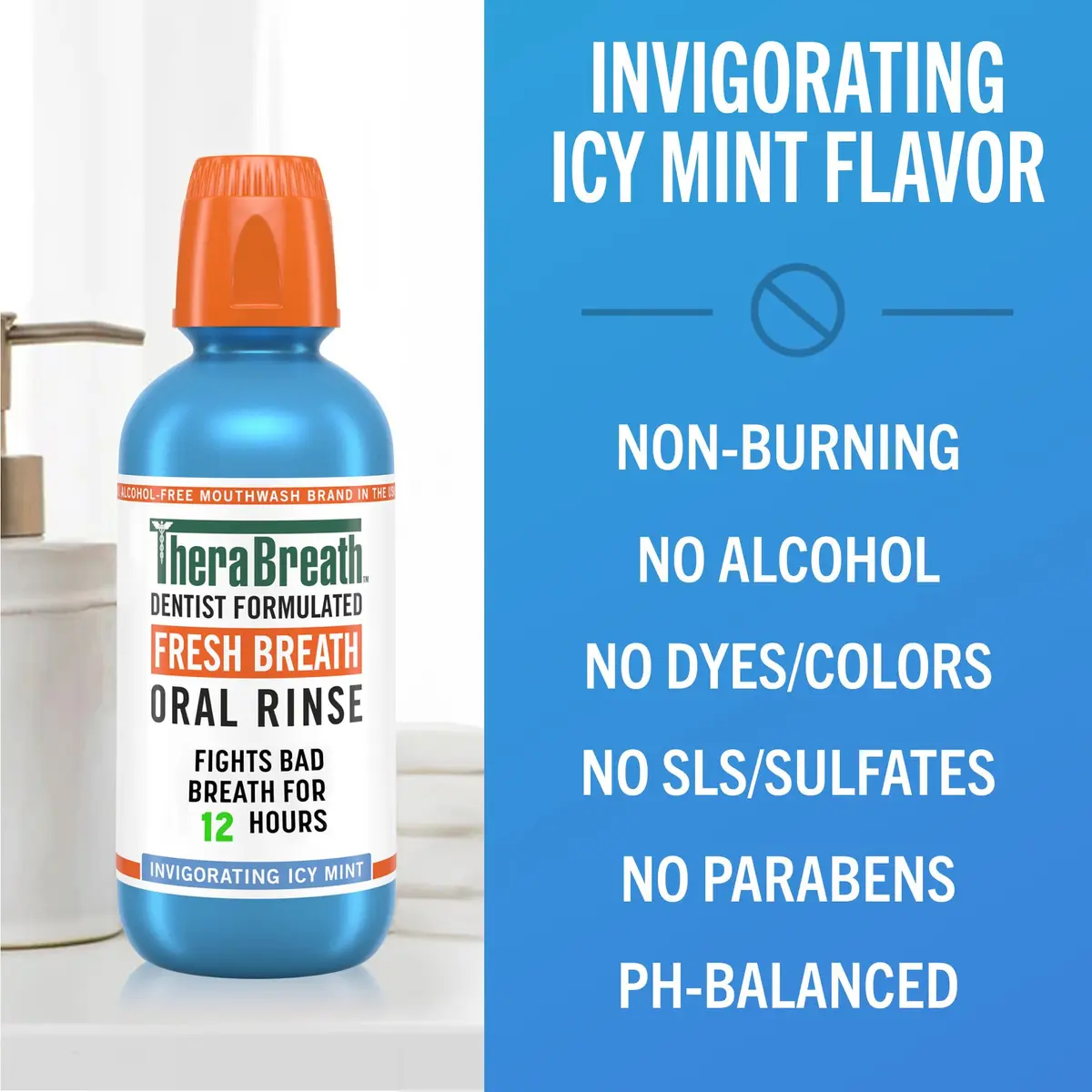 TheraBreath Mouthwash Icy Mint 16 Fl Oz | Alcohol-Free, Dentist-Formulated, 2-Pack - view 6
