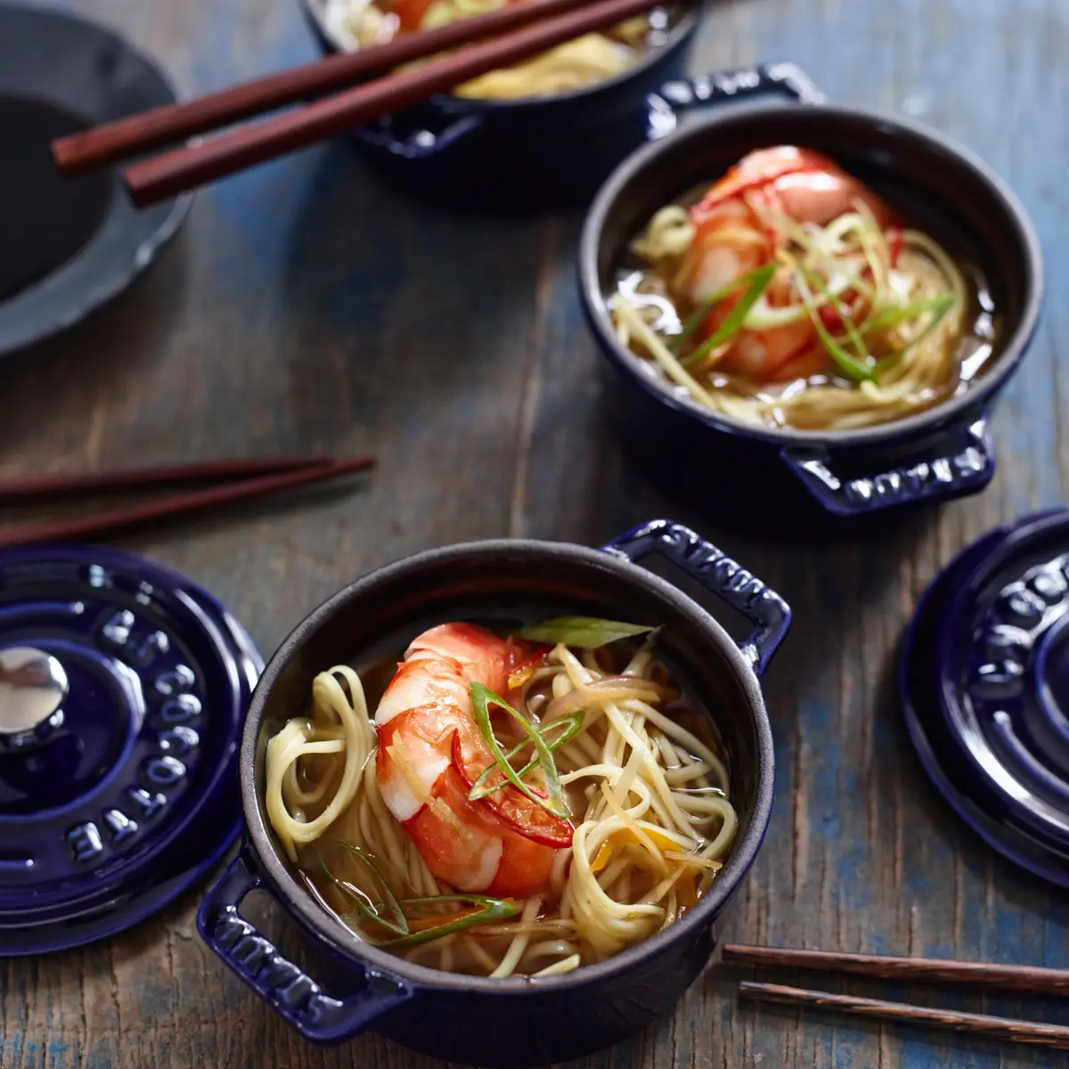 STAUB Ceramic Dutch Oven 3-piece Mini Round Cocotte Dark Blue | Oven & Microwave Safe - view 5