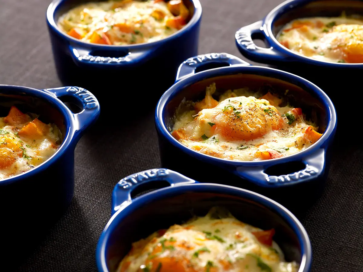 STAUB Ceramic Dutch Oven 3-piece Mini Round Cocotte Dark Blue | Oven & Microwave Safe - view 7