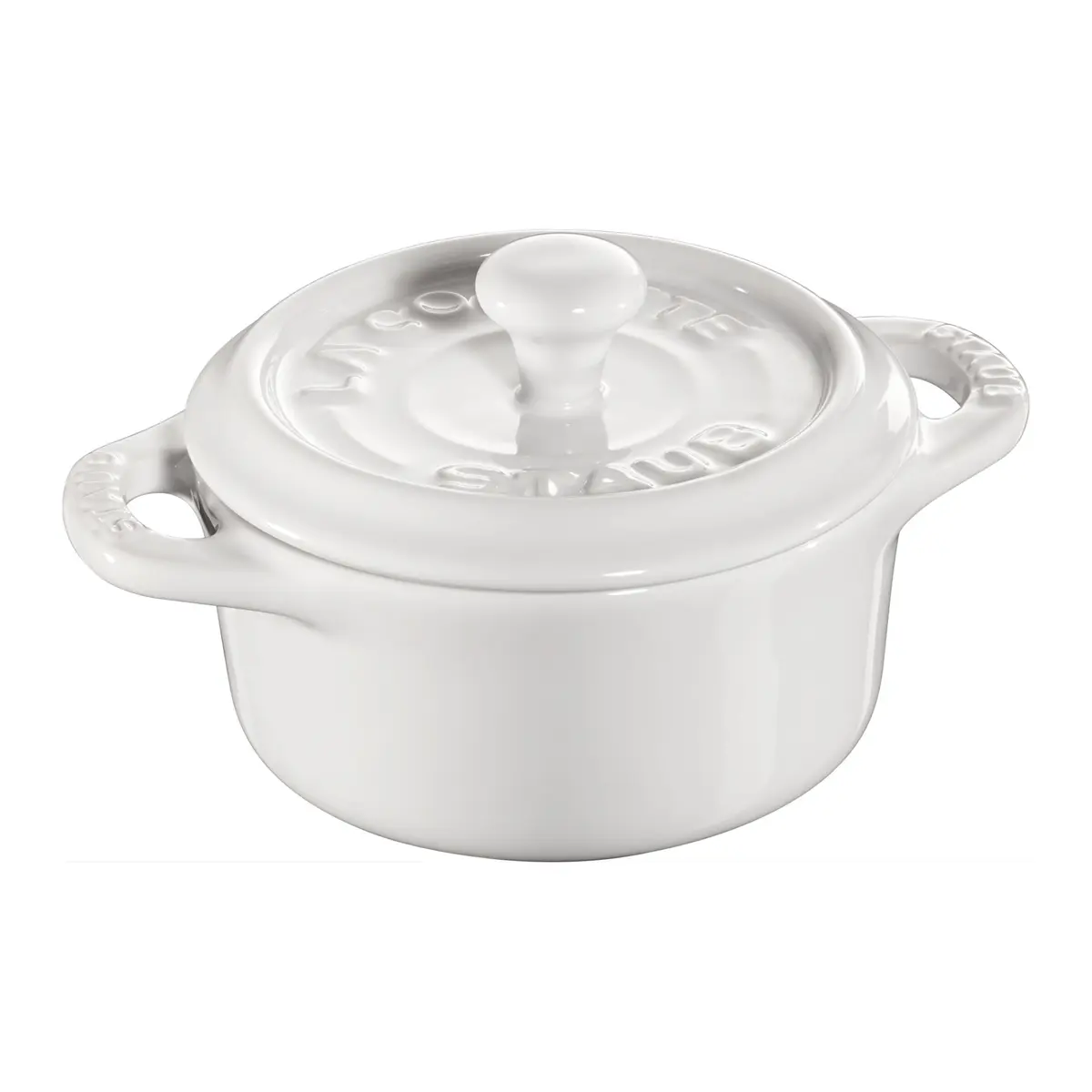 STAUB Ceramic Dutch Oven 3-piece Mini Round Cocotte, White | Oven & Microwave Safe, 0.25 qt - view 2