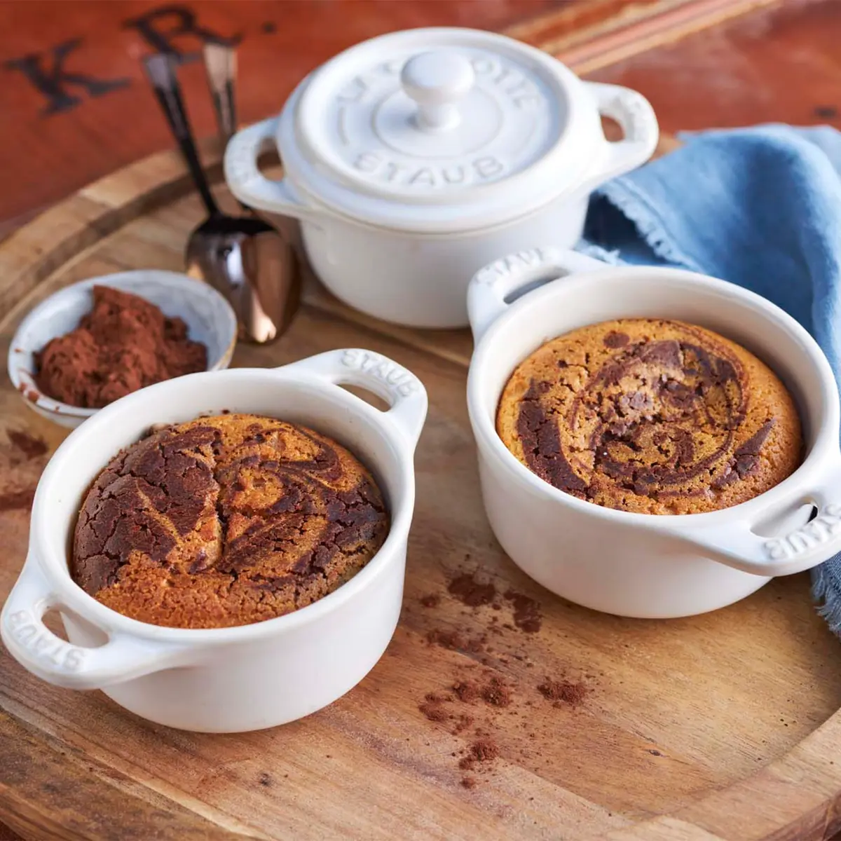 STAUB Ceramic Dutch Oven 3-piece Mini Round Cocotte, White | Oven & Microwave Safe, 0.25 qt - view 4