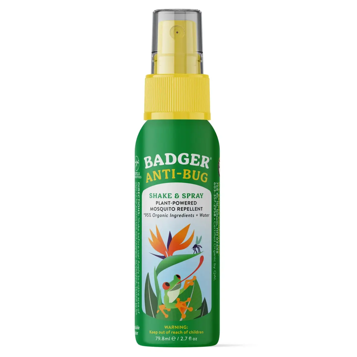 Badger Natural Bug Spray Travel Size 80ml (2.7 Fl Oz) | Family Friendly All Natural Mosquito Repellent - main product image
