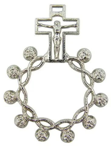 YILIUBA Silver Ring 9 | Crown of Thorns Rosary Beads Unisex - view 2