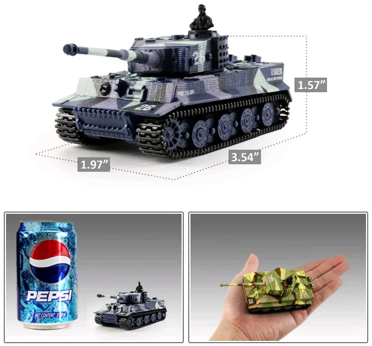Cheerwing German Tiger I Panzer Tank 1:72 Scale RC Tank | Realistic Sound & Firing Simulation - view 3