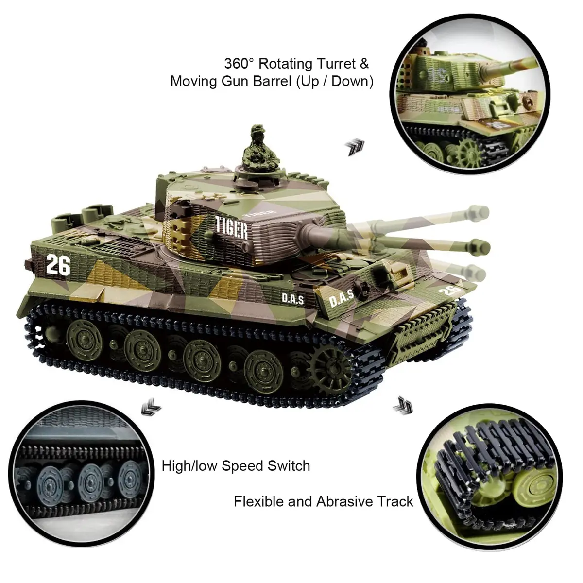 Cheerwing German Tiger I Panzer Tank 1:72 Scale RC Tank | Realistic Sound & Firing Simulation - view 4
