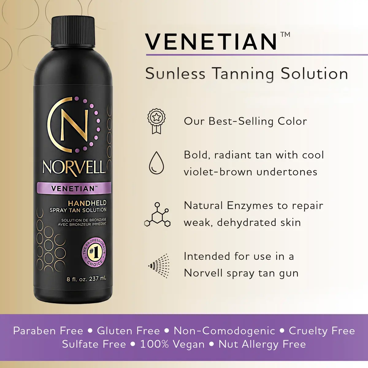 Norvell Venetian Sunless Tanning Solution 8 Fl Oz | Long-Lasting, Streak-Free, Natural Bronze Glow - view 2