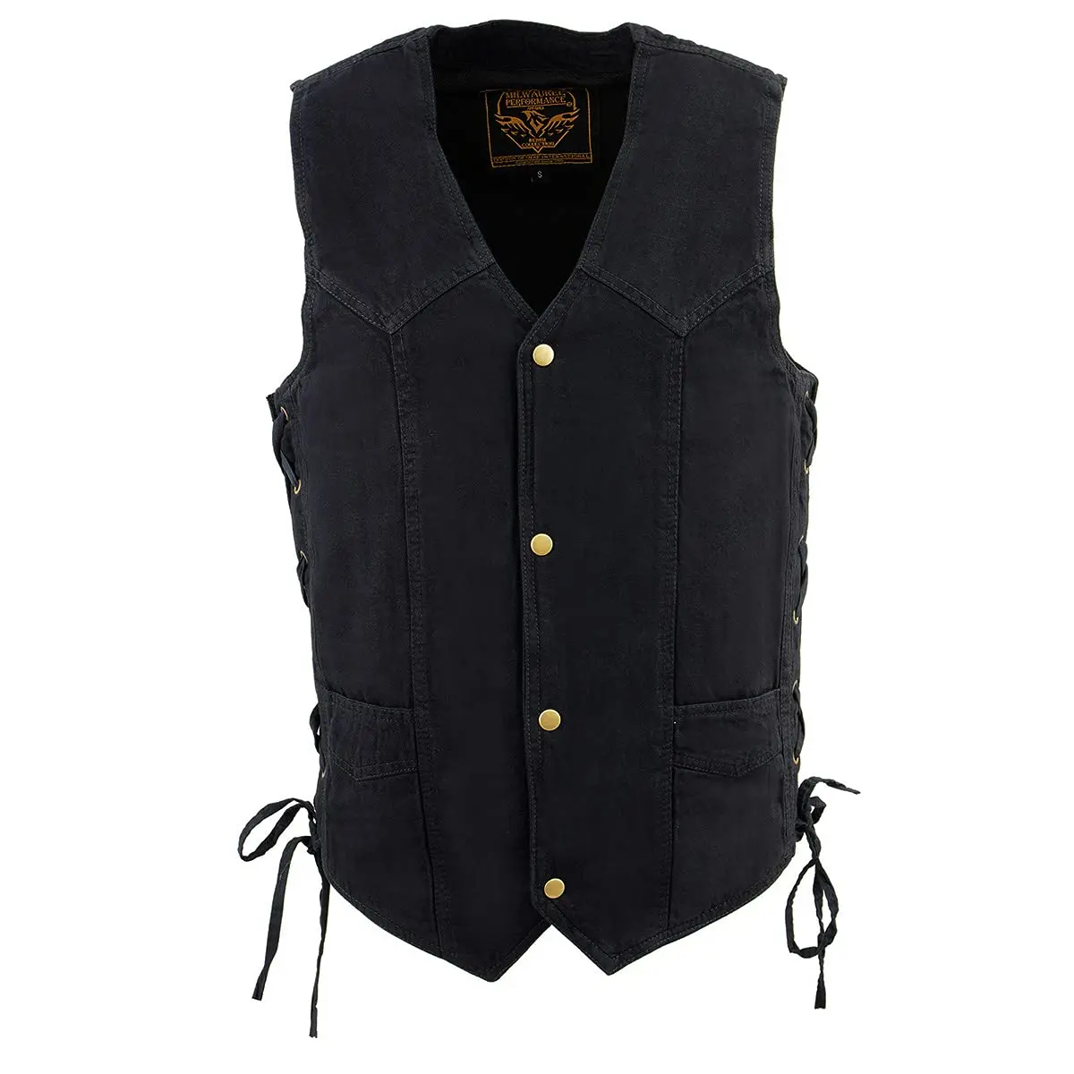 Milwaukee Leather DM1315 Men's Black Denim Vest | Classic Western Style, Adjustable Sides, 2X-Large - view 6