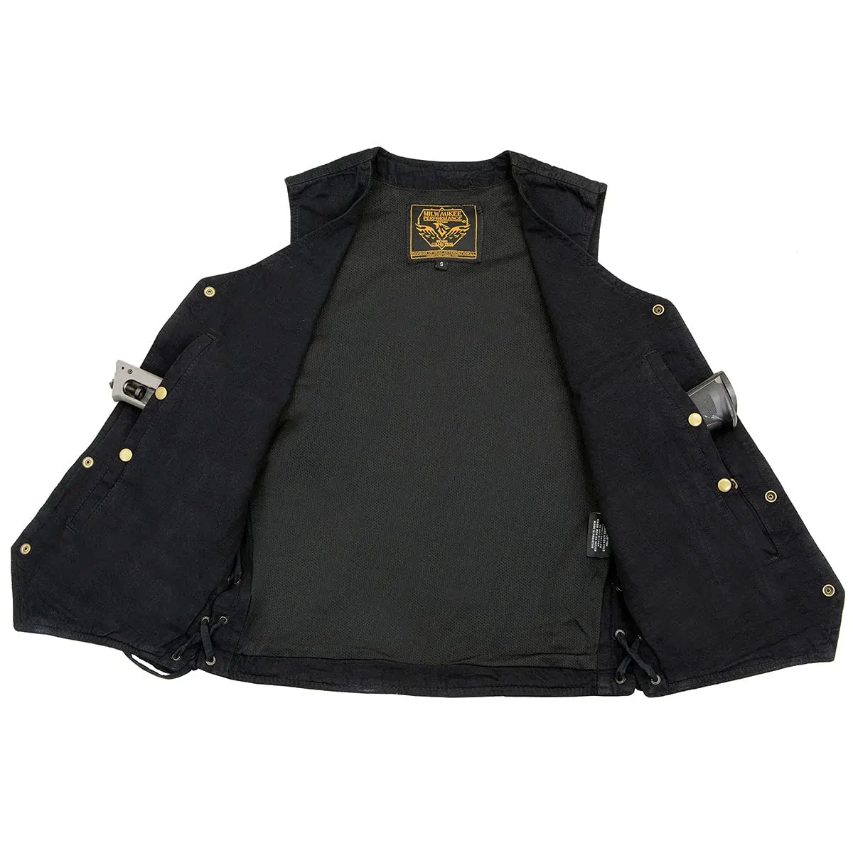 Milwaukee Leather DM1315 Men's Black Denim Vest | Classic Western Style, Adjustable Sides, 2X-Large - view 4