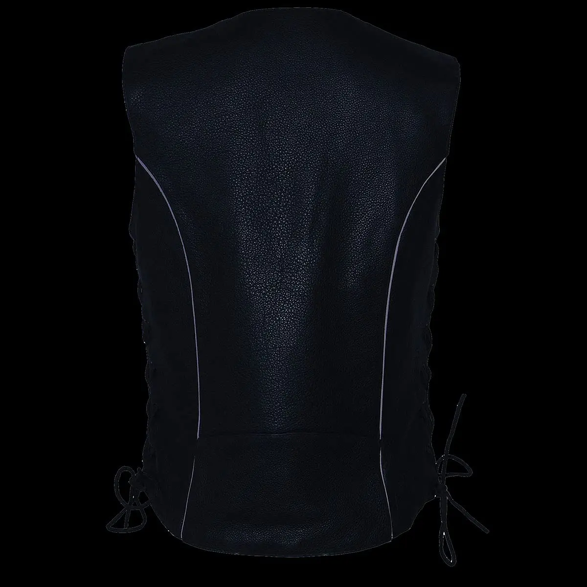 Milwaukee Leather ML1296 Women's Black Leather Motorcycle Vest | Reflective Tribal Design, Side Laces, 5X-Large - view 8