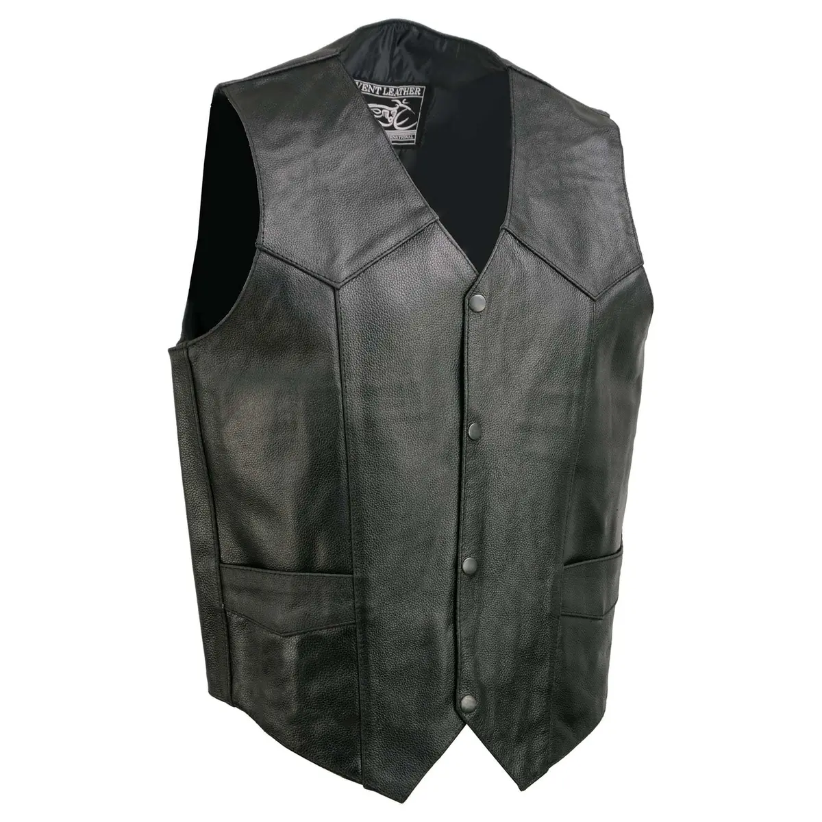 EVENT LEATHER EL5310 Black Motorcycle Leather Vest for Men | Classic Biker Style with Multiple Pockets (XS) - main product image
