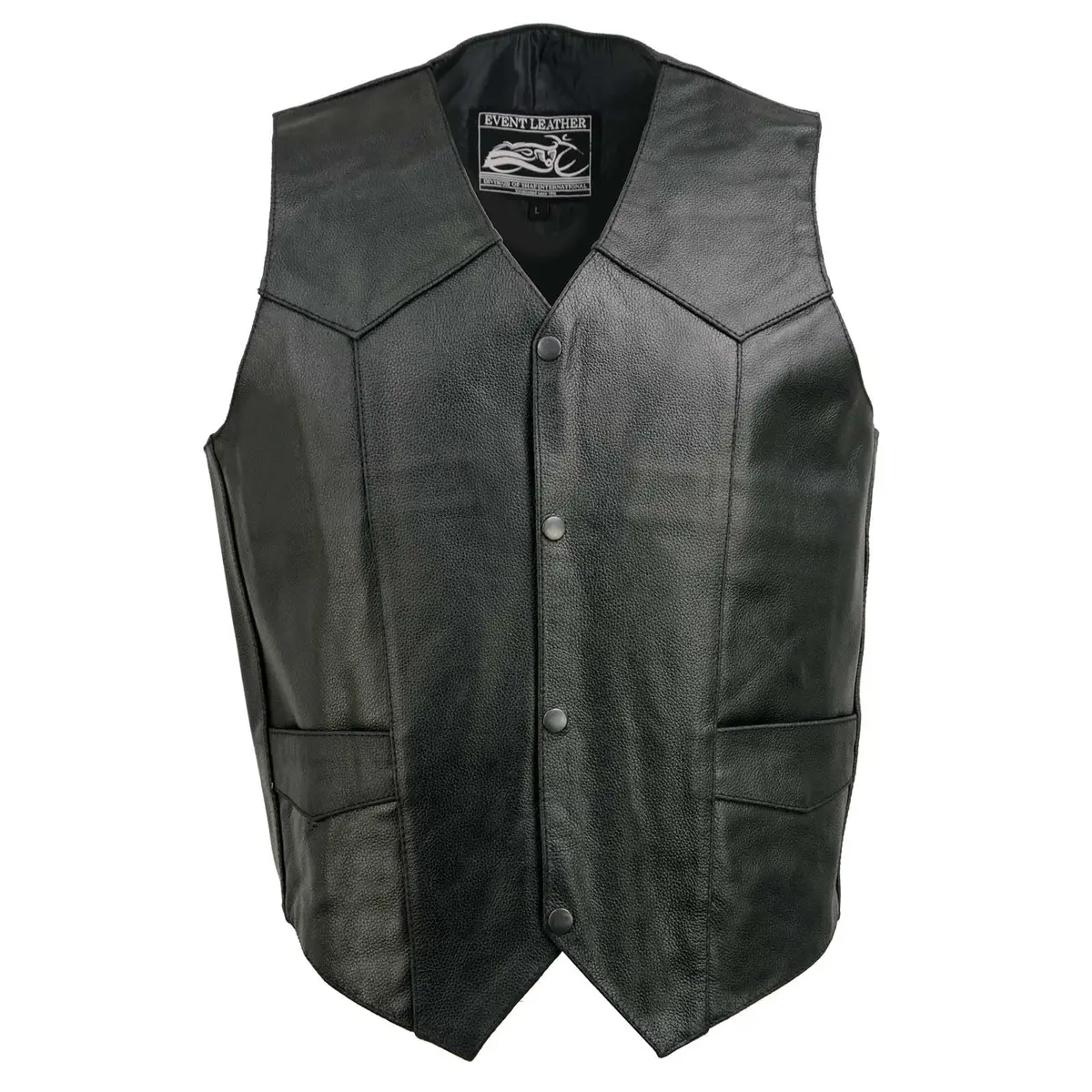 EVENT LEATHER EL5310 Black Motorcycle Leather Vest for Men | Classic Biker Style with Multiple Pockets (XS) - view 5