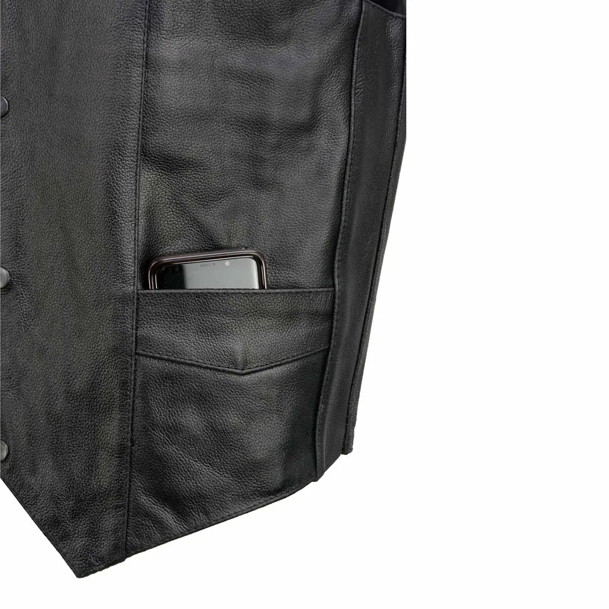 EVENT LEATHER EL5310 Black Motorcycle Leather Vest for Men | Classic Biker Style with Multiple Pockets (XS) - view 9