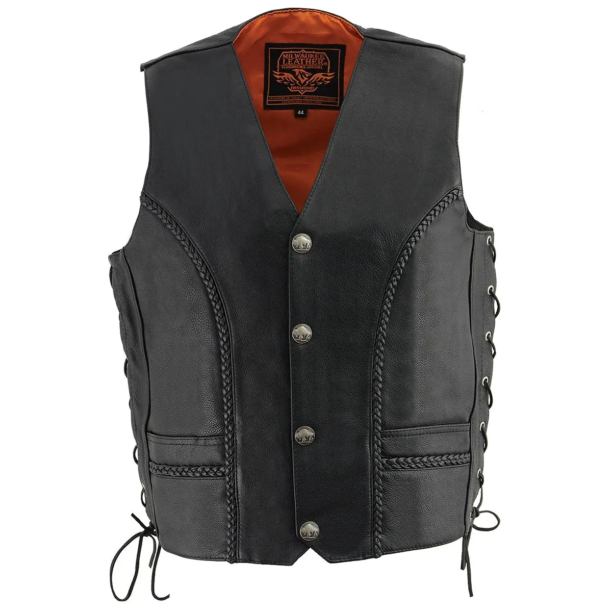 Milwaukee Leather ML1359 Men's Black Premium Leather Side Lace Motorcycle Vest 40 | Superior Abrasion Resistance & Concealed Carry - view 8