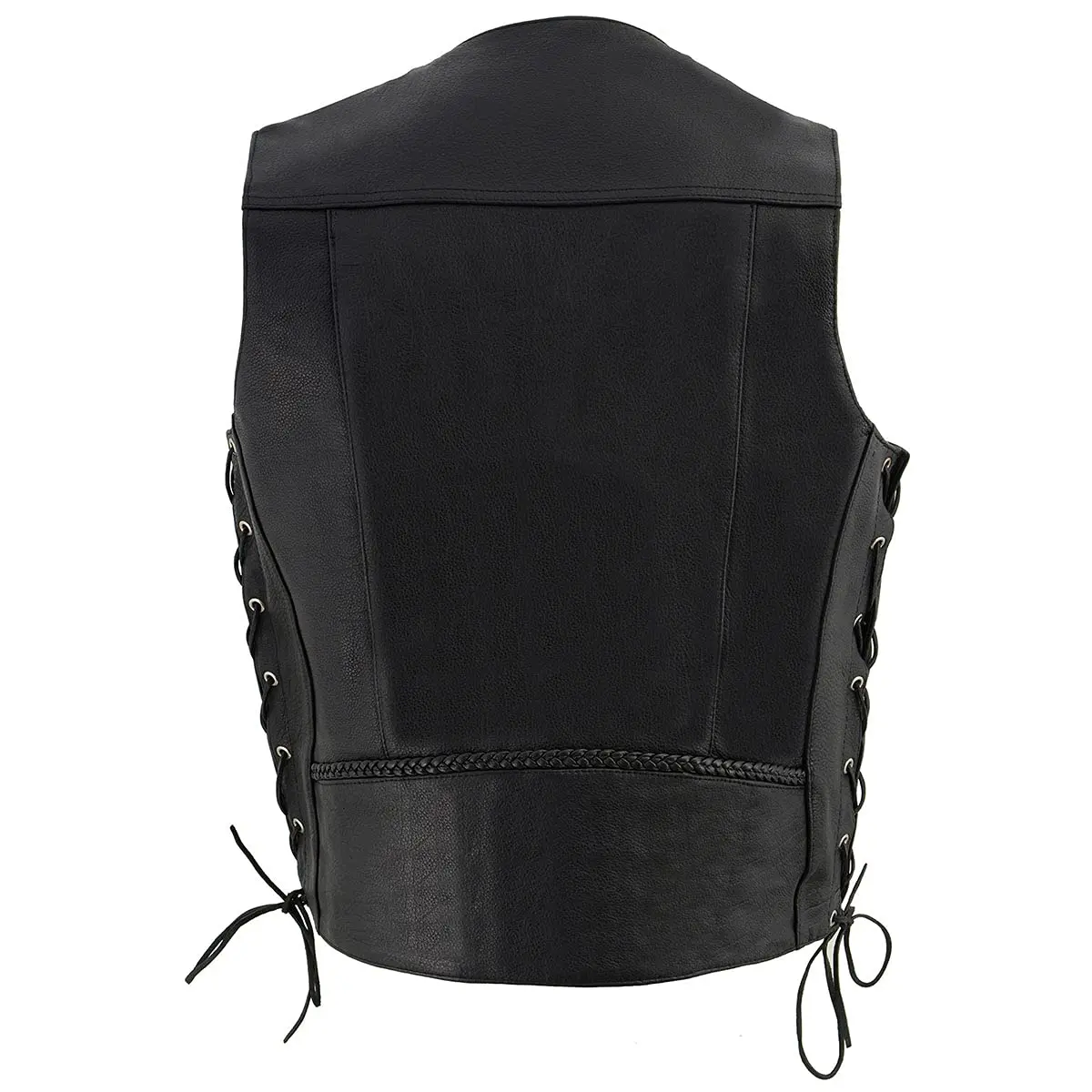 Milwaukee Leather ML1359 Men's Black Premium Leather Side Lace Motorcycle Vest 40 | Superior Abrasion Resistance & Concealed Carry - view 3