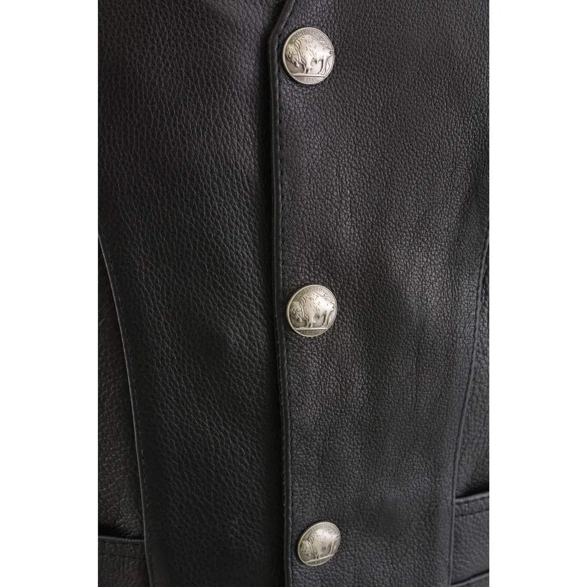 Milwaukee Leather ML1359 Men's Black Premium Leather Side Lace Motorcycle Vest 48 | Superior Abrasion Resistance & Concealed Carry - view 2
