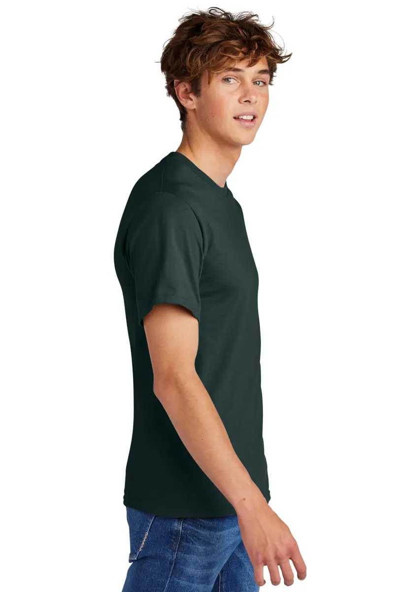 Port & Co Big and Tall 100% Cotton Essential T-Shirt Large Tall Dark Green | Heavyweight Crew Neck - view 3
