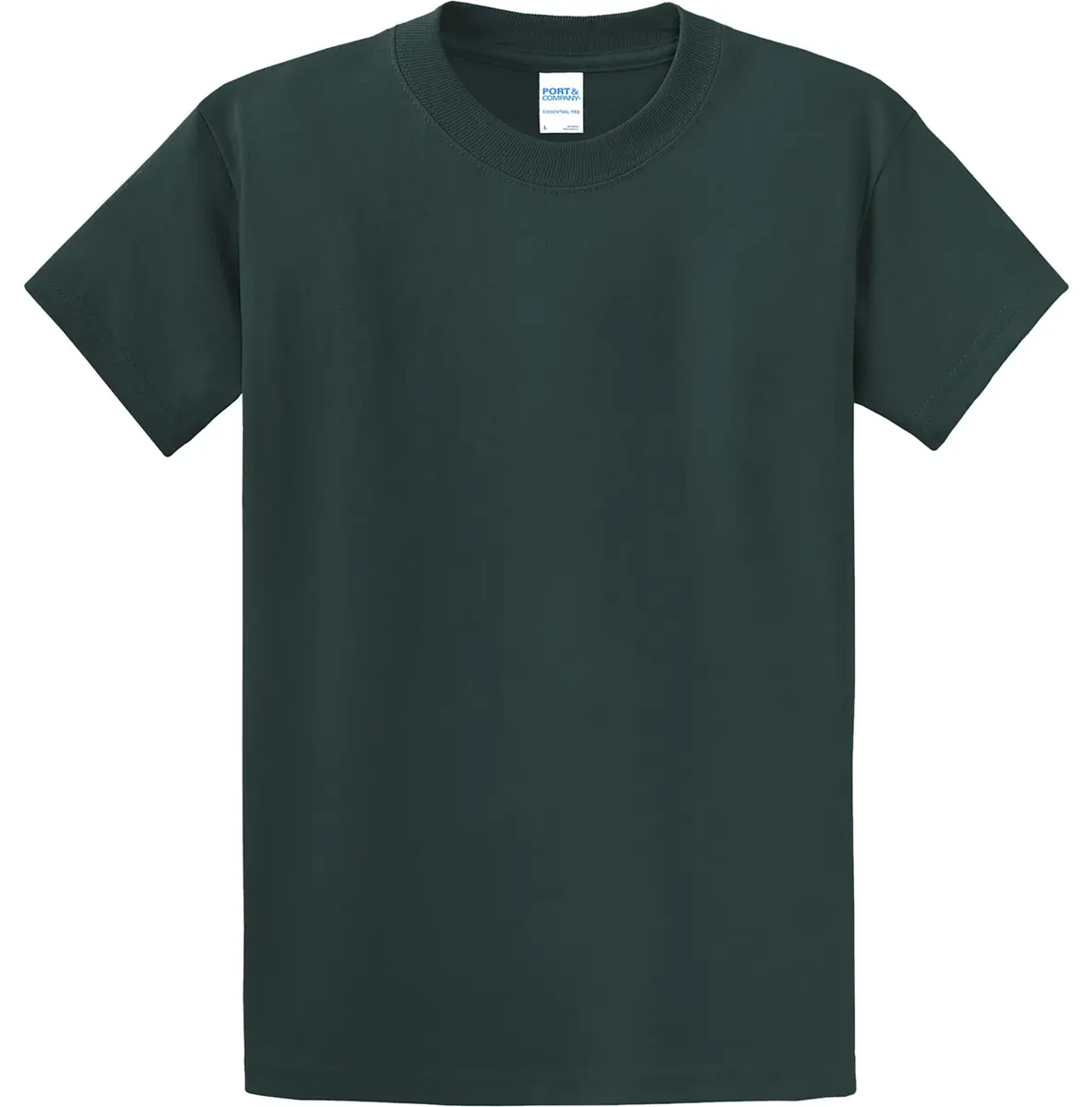 Port & Co Big and Tall 100% Cotton Essential T-Shirt Large Tall Dark Green | Heavyweight Crew Neck - view 4