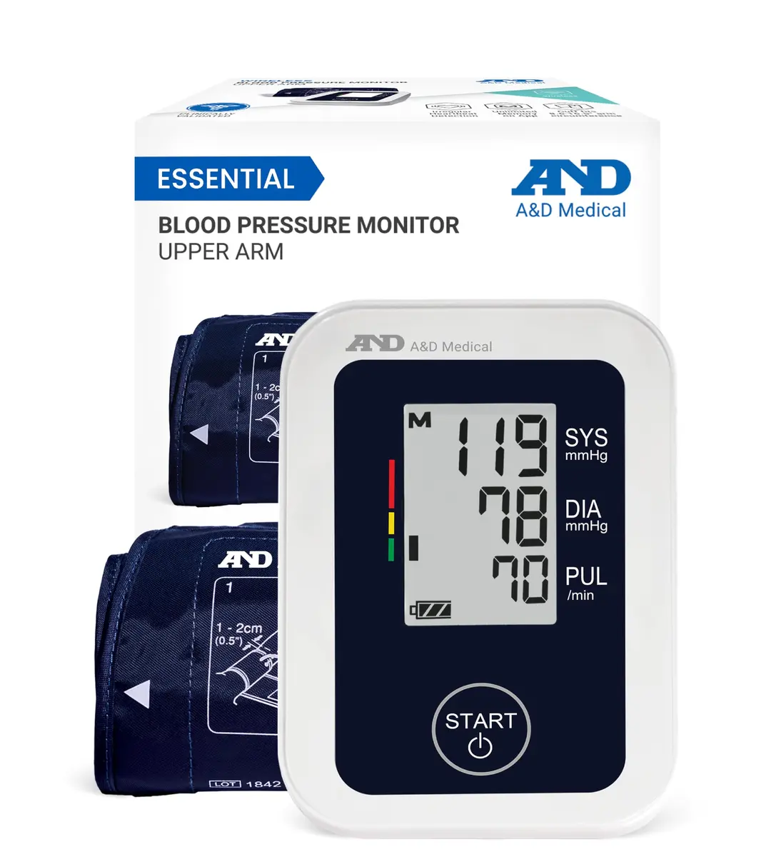 A&D Medical UA-651 Upper Arm Blood Pressure Monitor with Wide Range Cuff (22-42cm / 8.6-16.5") | Clinically Validated for Home Use - main product image