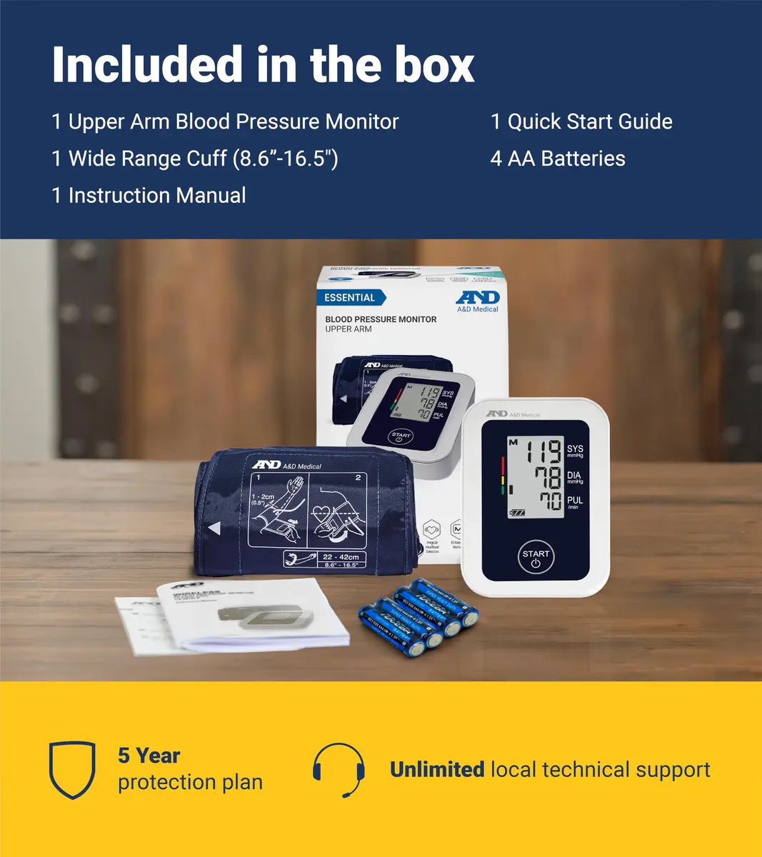 A&D Medical UA-651 Upper Arm Blood Pressure Monitor with Wide Range Cuff (22-42cm / 8.6-16.5") | Clinically Validated for Home Use - view 7