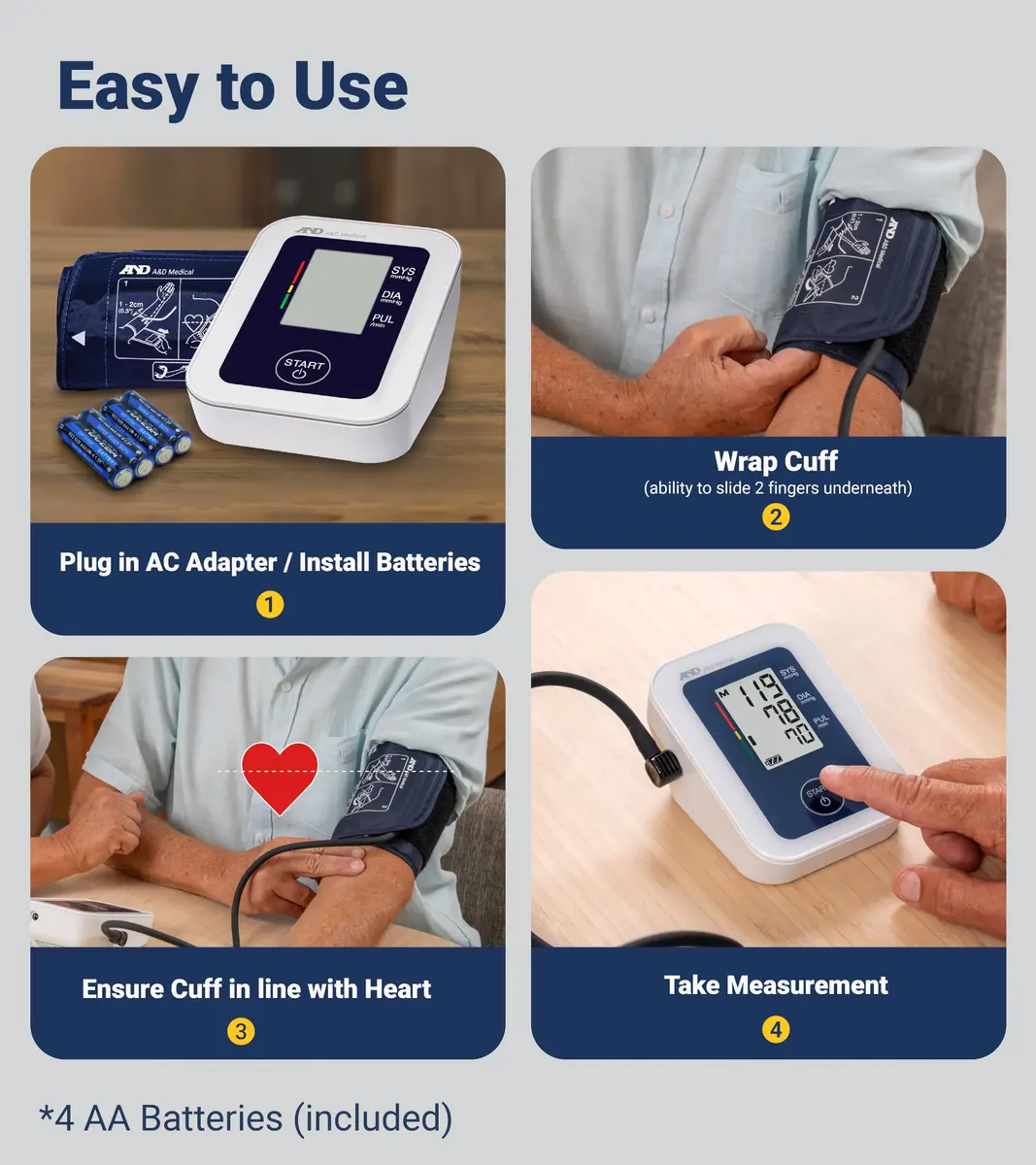 A&D Medical UA-651 Upper Arm Blood Pressure Monitor with Wide Range Cuff (22-42cm / 8.6-16.5") | Clinically Validated for Home Use - view 3