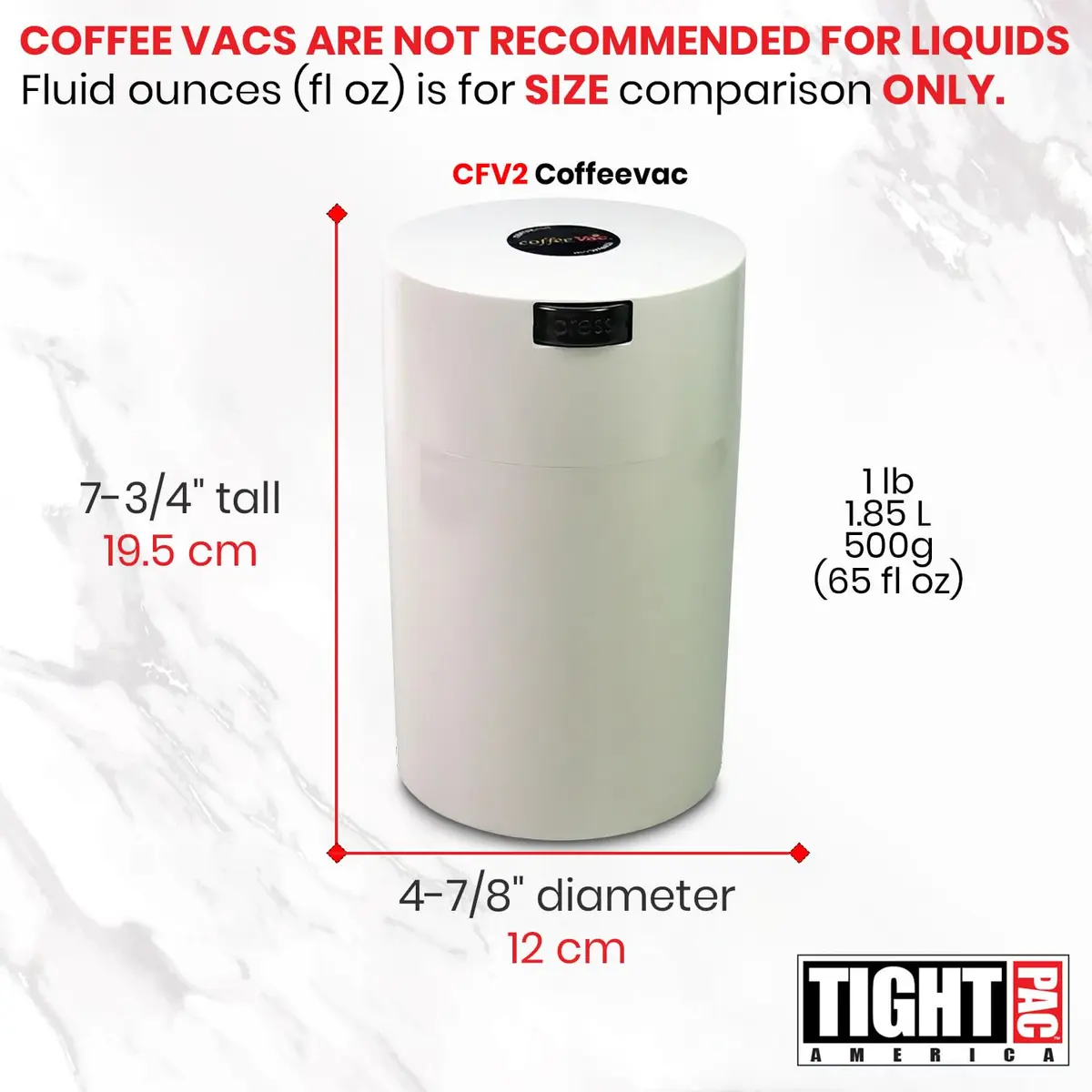 COFFEEVAC 1LB Patented Airtight Container 473ml (16 fl oz) | Vacuum Sealed Coffee & Herb Storage - view 7