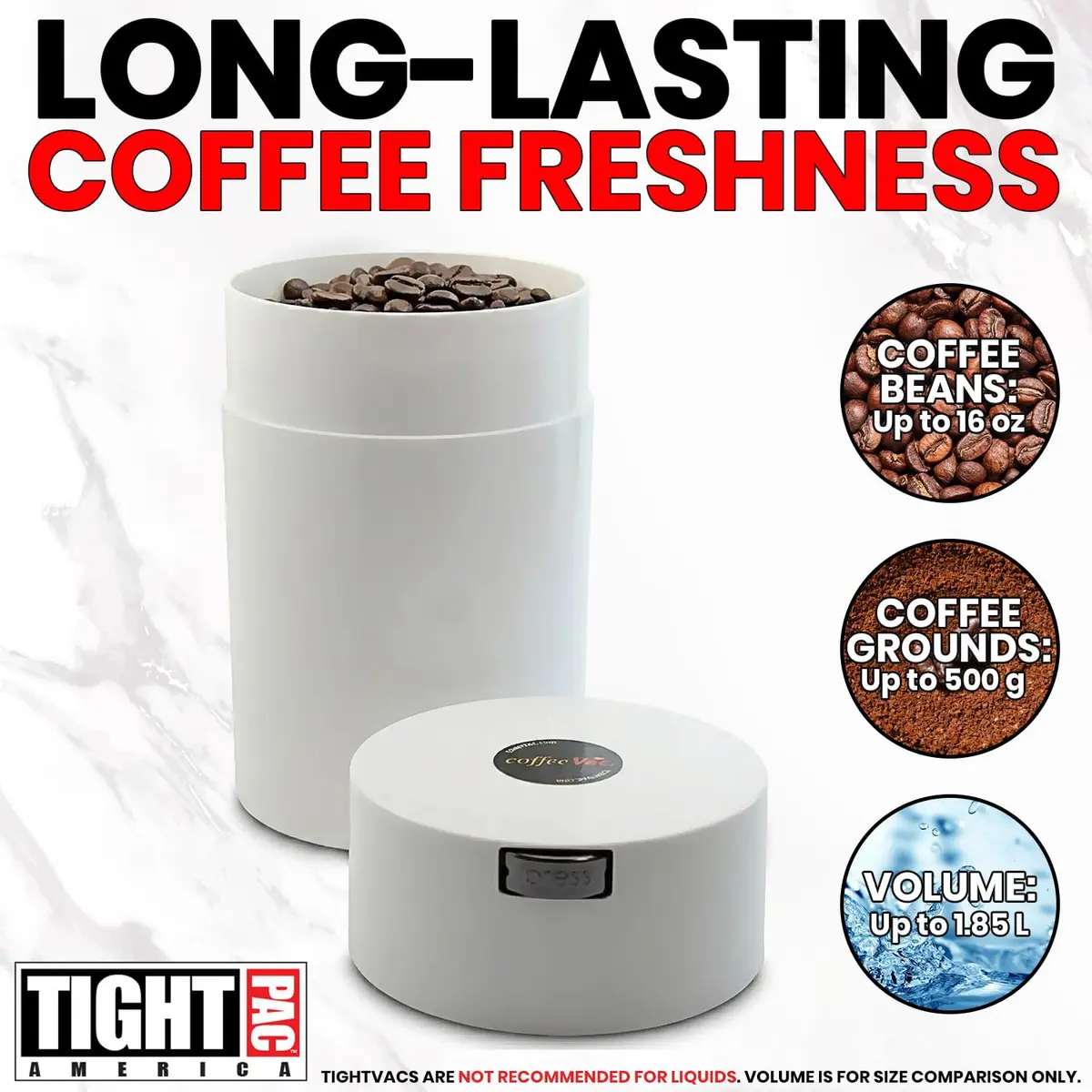 COFFEEVAC 1LB Patented Airtight Container 473ml (16 fl oz) | Vacuum Sealed Coffee & Herb Storage - view 8