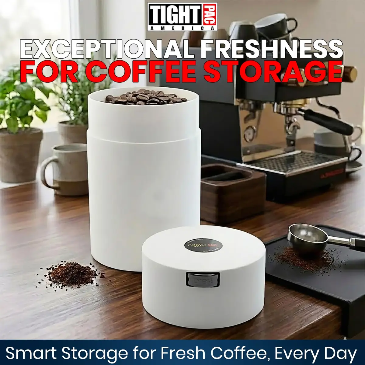 COFFEEVAC 1LB Patented Airtight Container 473ml (16 fl oz) | Vacuum Sealed Coffee & Herb Storage - view 2
