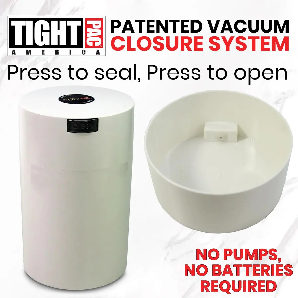 COFFEEVAC 1LB Patented Airtight Container 473ml (16 fl oz) | Vacuum Sealed Coffee & Herb Storage - view 3