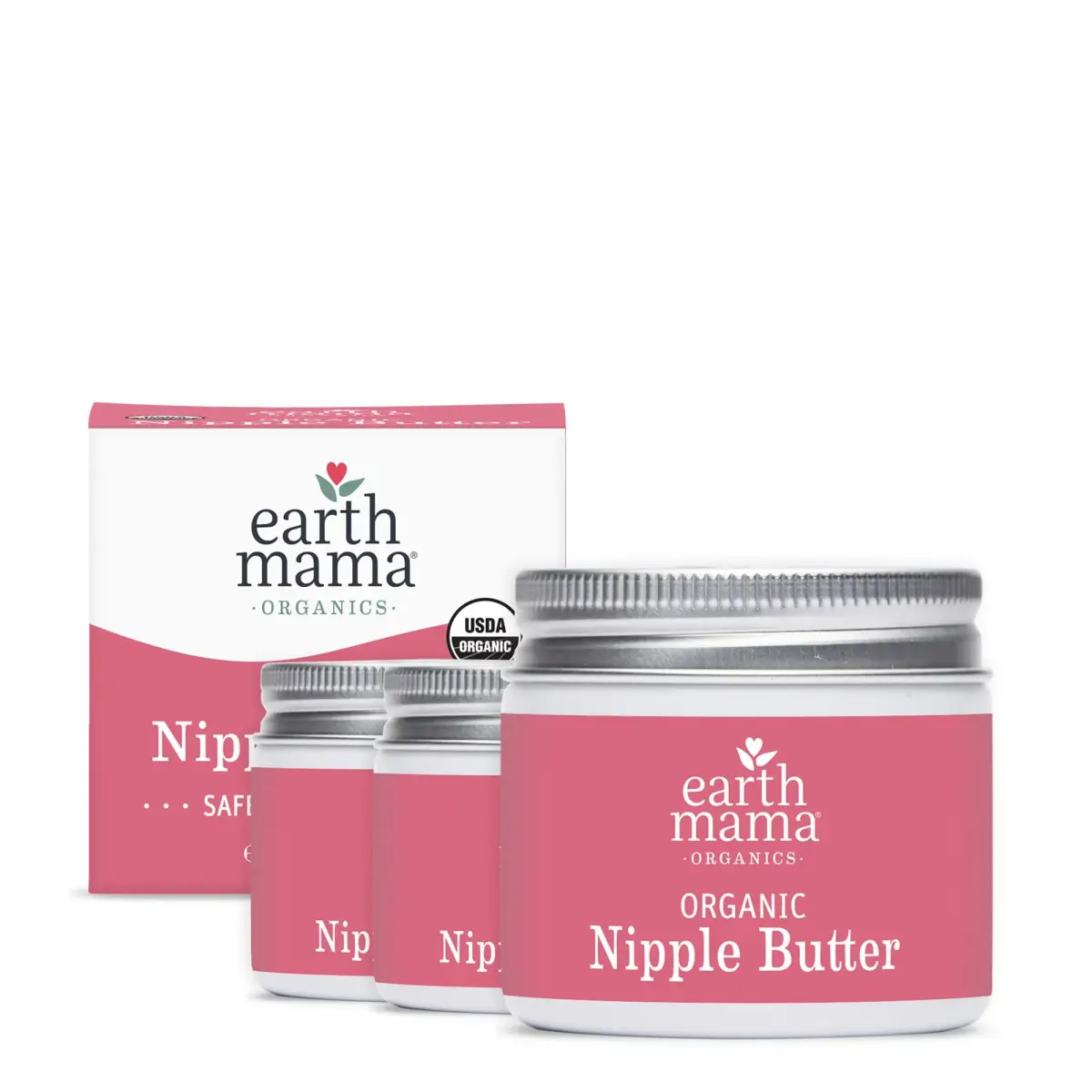 Earth Mama Organic Nipple Butter™ Cream 60ml (2 Fl Oz) 3-Pack | USDA Organic, Lanolin-Free, Safe for Breastfeeding - main product image