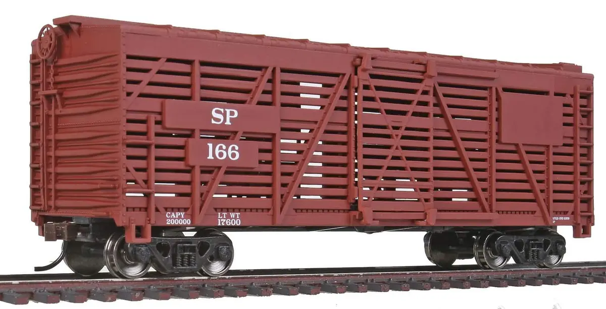 Walthers Trainline HO Scale Model Railroad Freight Car 40' Stock Car-Ready to Run-Red | Fully assembled, durable molded details - main product image