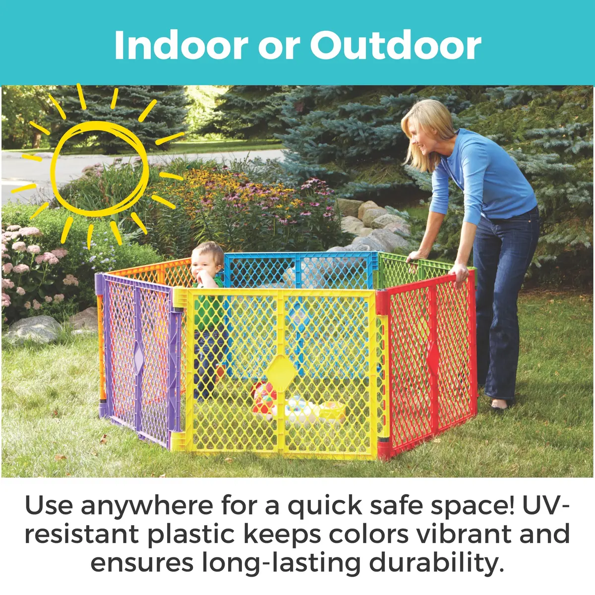 Toddleroo Superyard 2-Panel Extension 65" | Adds 7 ft to Baby Playpens, ColorPlay - view 8
